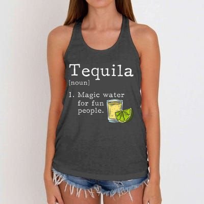 Tequila Definition Magic Water For Fun People Drinking Women's Knotted Racerback Tank