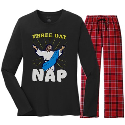 Three Day Nap Jesus Women's Long Sleeve Flannel Pajama Set 