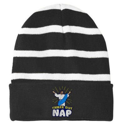 Three Day Nap Jesus Striped Beanie with Solid Band