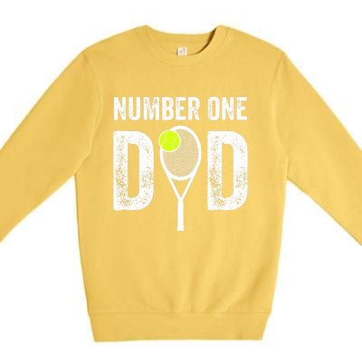 Tennis Dad Number One Daddy With Tennis Sayings Premium Crewneck Sweatshirt