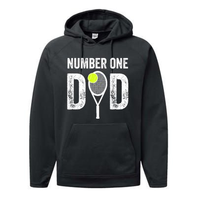 Tennis Dad Number One Daddy With Tennis Sayings Performance Fleece Hoodie