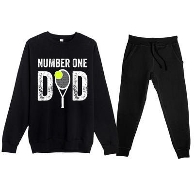 Tennis Dad Number One Daddy With Tennis Sayings Premium Crewneck Sweatsuit Set