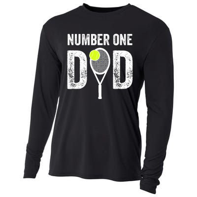 Tennis Dad Number One Daddy With Tennis Sayings Cooling Performance Long Sleeve Crew