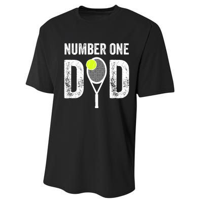 Tennis Dad Number One Daddy With Tennis Sayings Performance Sprint T-Shirt