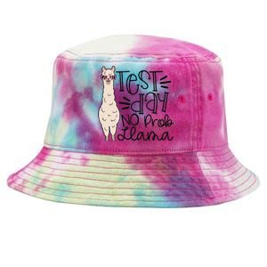 Test Day No Prob llama Teacher funny Testing Day Tie-Dyed Bucket Hat