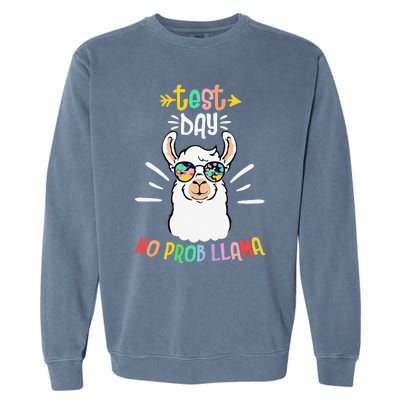 Test Day No Prob Llama Cute Test Day For Teachers Students Garment-Dyed Sweatshirt