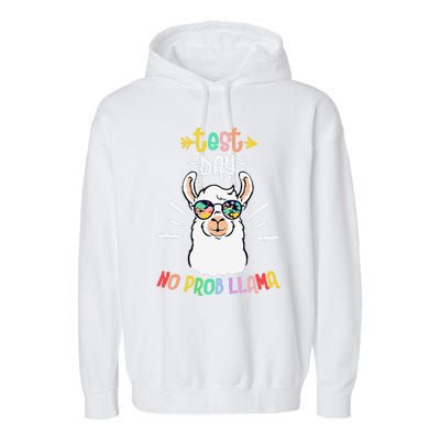 Test Day No Prob Llama Cute Test Day For Teachers Students Garment-Dyed Fleece Hoodie