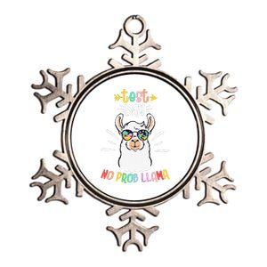 Test Day No Prob Llama Cute Test Day For Teachers Students Metallic Star Ornament