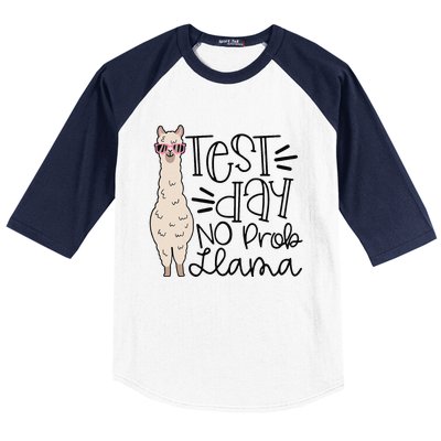 Test Day No Prob Llama Teacher Testing Day Baseball Sleeve Shirt