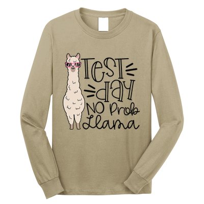 Test Day No Prob Llama Teacher Testing Day Long Sleeve Shirt