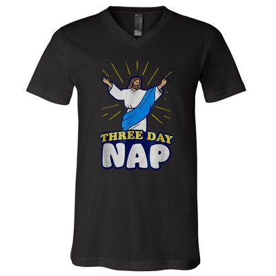 Three Day Nap Jesus V-Neck T-Shirt