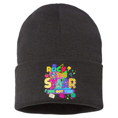 Test Day New- Rock The Test Teacher Testing Day You Got Sustainable Knit Beanie