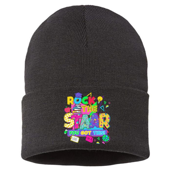 Test Day New- Rock The Test Teacher Testing Day You Got Sustainable Knit Beanie
