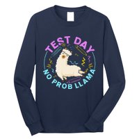 Test Day No Probllama Llama Teacher Testing Day Design Long Sleeve Shirt