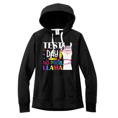 Test Day No Probllama Llama Teacher Testing Day Women's Fleece Hoodie