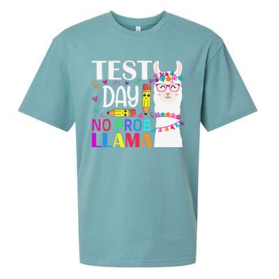 Test Day No Probllama Llama Teacher Testing Day Sueded Cloud Jersey T-Shirt