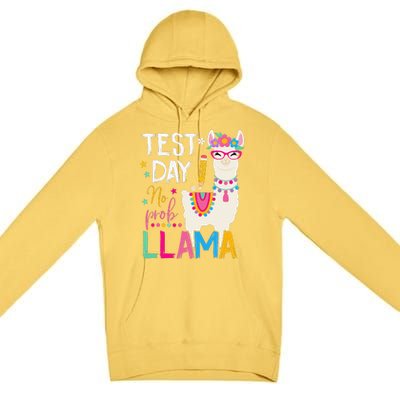 Test Day No Probllama Llama Teacher Testing Day Student Premium Pullover Hoodie