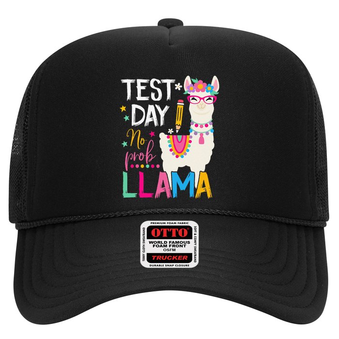Test Day No Probllama Llama Teacher Testing Day Student Trucker Hat