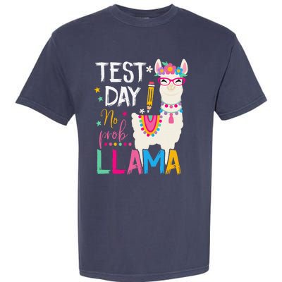 Test Day No Probllama Llama Teacher Testing Day Student Garment-Dyed Heavyweight T-Shirt