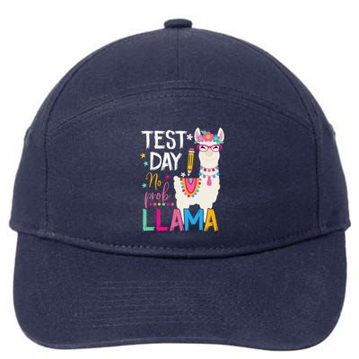Test Day No Probllama Llama Teacher Testing Day Student 7-Panel Snapback Hat
