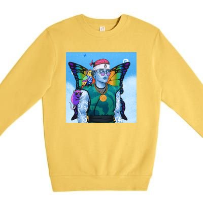 Tie Dye Ninja NFT Space Parrot Rainbow Butterfly Wings Premium Crewneck Sweatshirt