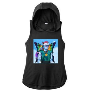 Tie Dye Ninja NFT Space Parrot Rainbow Butterfly Wings Ladies PosiCharge Tri-Blend Wicking Draft Hoodie Tank