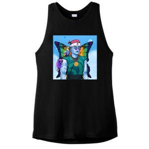 Tie Dye Ninja NFT Space Parrot Rainbow Butterfly Wings Ladies PosiCharge Tri-Blend Wicking Tank