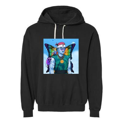 Tie Dye Ninja NFT Space Parrot Rainbow Butterfly Wings Garment-Dyed Fleece Hoodie