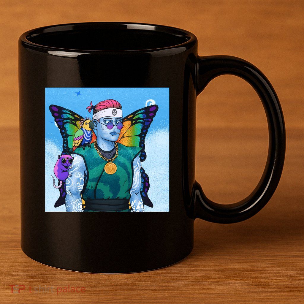 Tie Dye Ninja NFT Space Parrot Rainbow Butterfly Wings 11oz C Handle Ceramic Mug