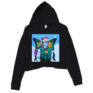 Tie Dye Ninja NFT Space Parrot Rainbow Butterfly Wings Crop Fleece Hoodie