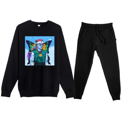 Tie Dye Ninja NFT Space Parrot Rainbow Butterfly Wings Premium Crewneck Sweatsuit Set