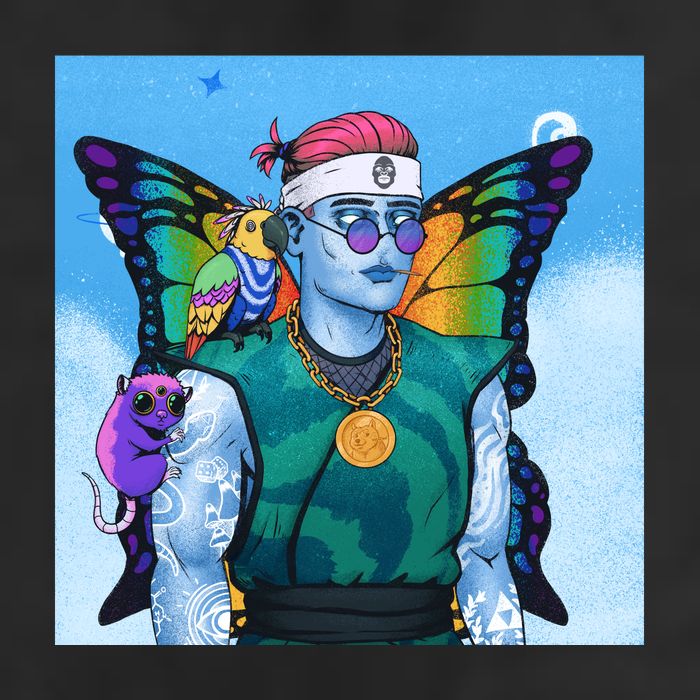 Tie Dye Ninja NFT Space Parrot Rainbow Butterfly Wings Trucker Hat