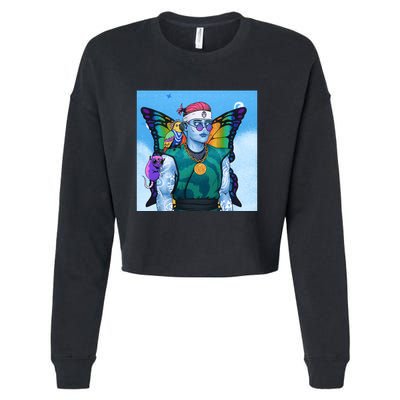 Tie Dye Ninja NFT Space Parrot Rainbow Butterfly Wings Cropped Pullover Crew