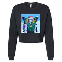 Tie Dye Ninja NFT Space Parrot Rainbow Butterfly Wings Cropped Pullover Crew