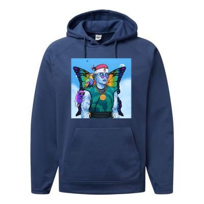 Tie Dye Ninja NFT Space Parrot Rainbow Butterfly Wings Performance Fleece Hoodie