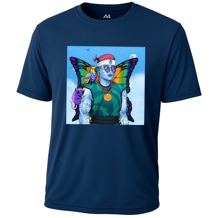 Tie Dye Ninja NFT Space Parrot Rainbow Butterfly Wings Cooling Performance Crew T-Shirt