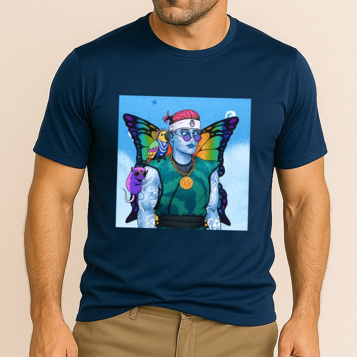 Tie Dye Ninja NFT Space Parrot Rainbow Butterfly Wings Cooling Performance Crew T-Shirt