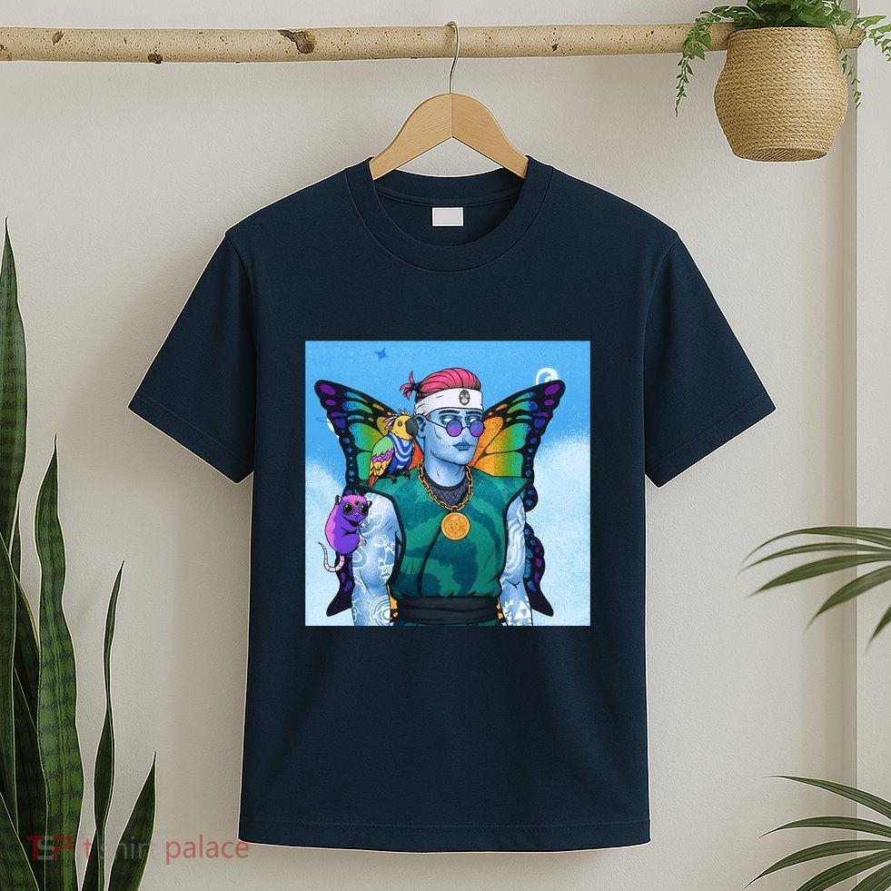 Tie Dye Ninja NFT Space Parrot Rainbow Butterfly Wings T-Shirt