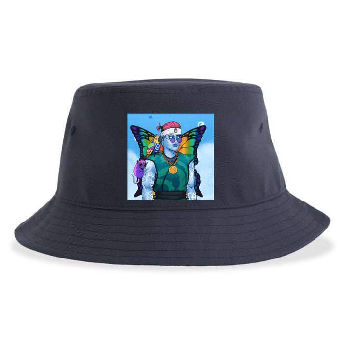 Tie Dye Ninja NFT Space Parrot Rainbow Butterfly Wings Sustainable Bucket Hat