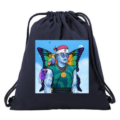 Tie Dye Ninja NFT Space Parrot Rainbow Butterfly Wings Drawstring Bag