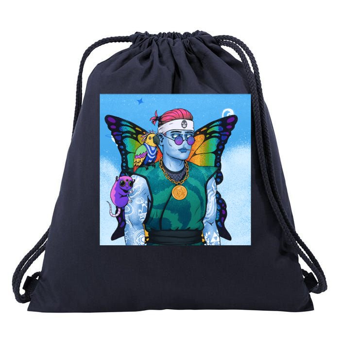 Tie Dye Ninja NFT Space Parrot Rainbow Butterfly Wings Drawstring Bag