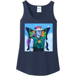 Tie Dye Ninja NFT Space Parrot Rainbow Butterfly Wings Ladies Essential Tank