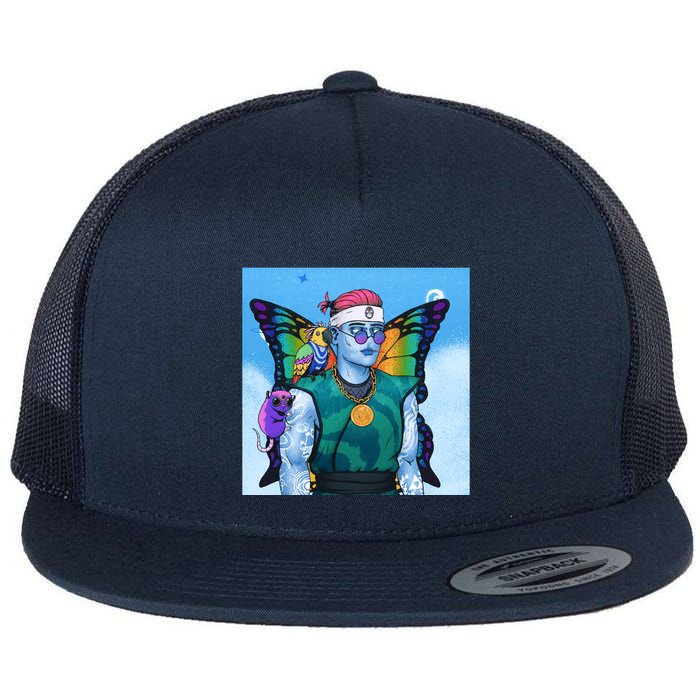 Tie Dye Ninja NFT Space Parrot Rainbow Butterfly Wings Flat Bill Trucker Hat
