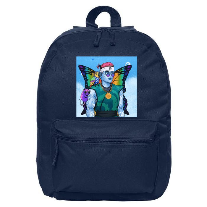 Tie Dye Ninja NFT Space Parrot Rainbow Butterfly Wings 16 in Basic Backpack