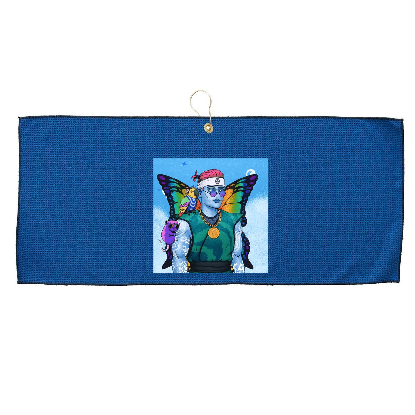 Tie Dye Ninja NFT Space Parrot Rainbow Butterfly Wings Large Microfiber Waffle Golf Towel