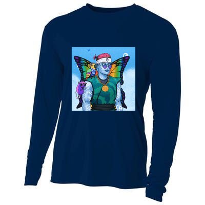 Tie Dye Ninja NFT Space Parrot Rainbow Butterfly Wings Cooling Performance Long Sleeve Crew