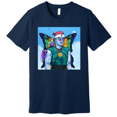 Tie Dye Ninja NFT Space Parrot Rainbow Butterfly Wings Premium T-Shirt