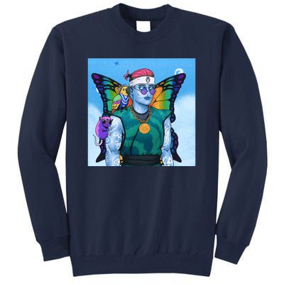 Tie Dye Ninja NFT Space Parrot Rainbow Butterfly Wings Tall Sweatshirt