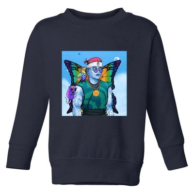 Tie Dye Ninja NFT Space Parrot Rainbow Butterfly Wings Toddler Sweatshirt