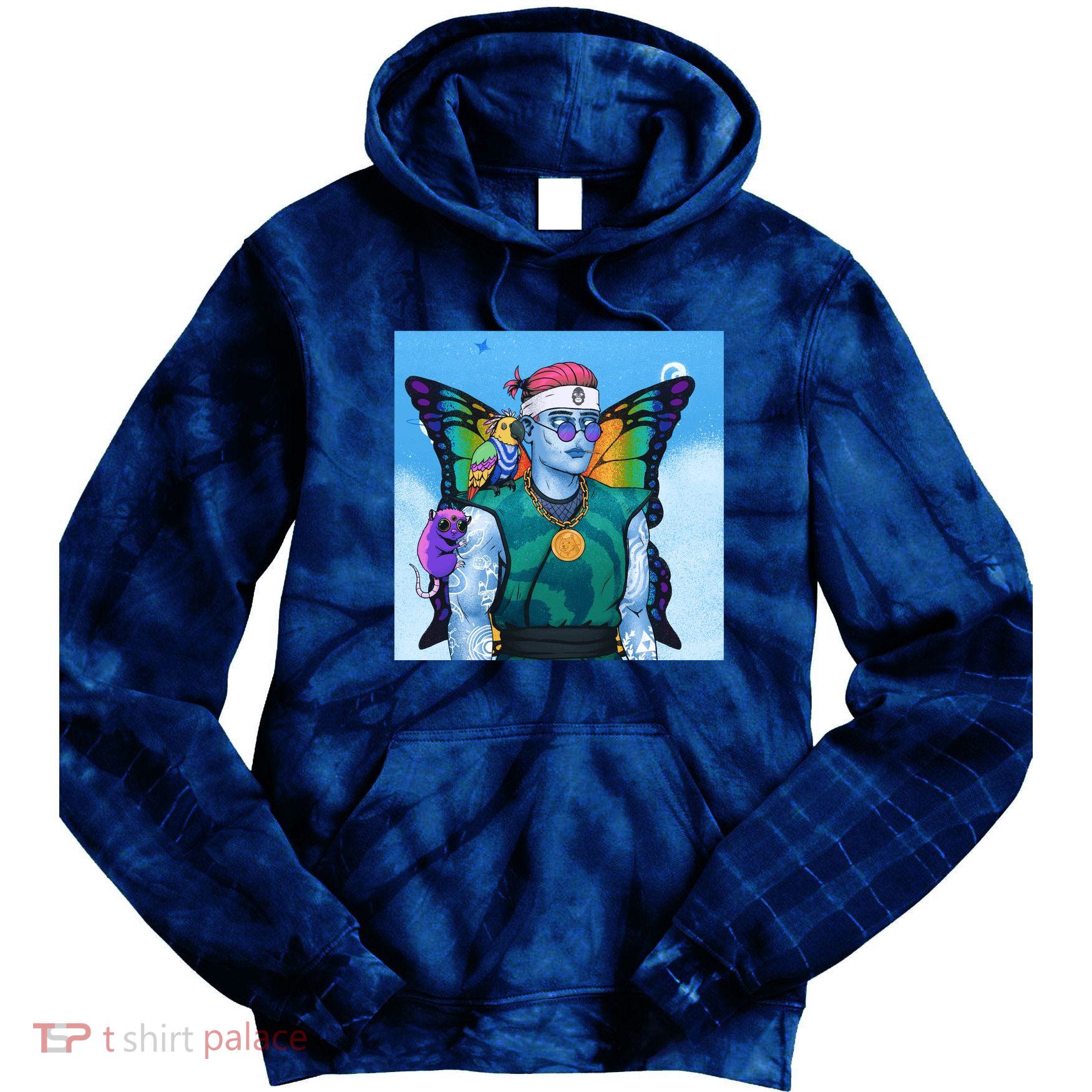 Tie Dye Ninja NFT Space Parrot Rainbow Butterfly Wings Tie Dye Hoodie